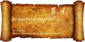 Braunfeld Anikó névjegykártya